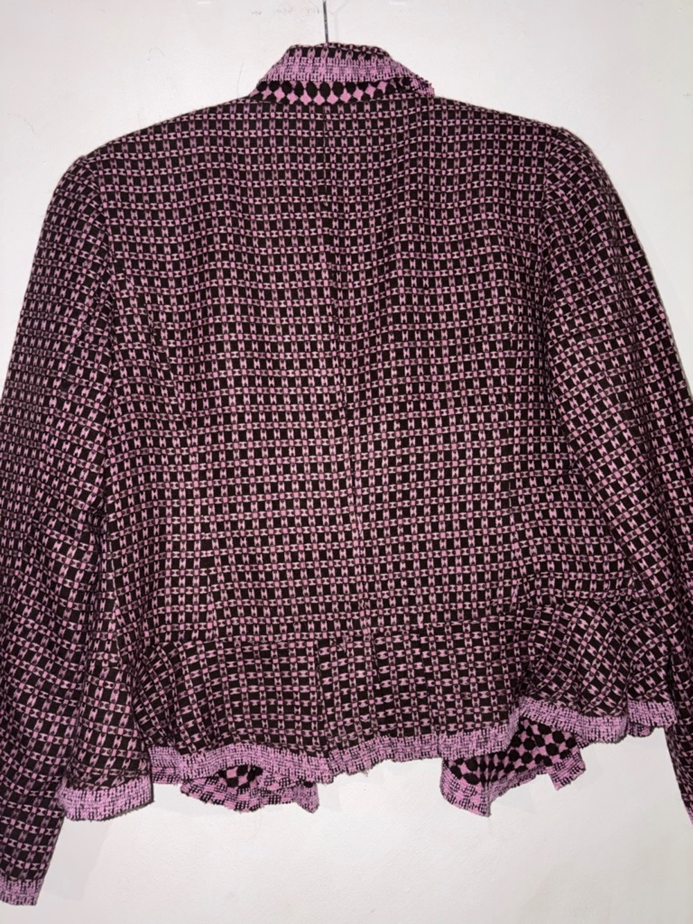 NWT Pink & Brown Tweed Ruffle-Trim Jacket/Blazer - Picture 4 of 6